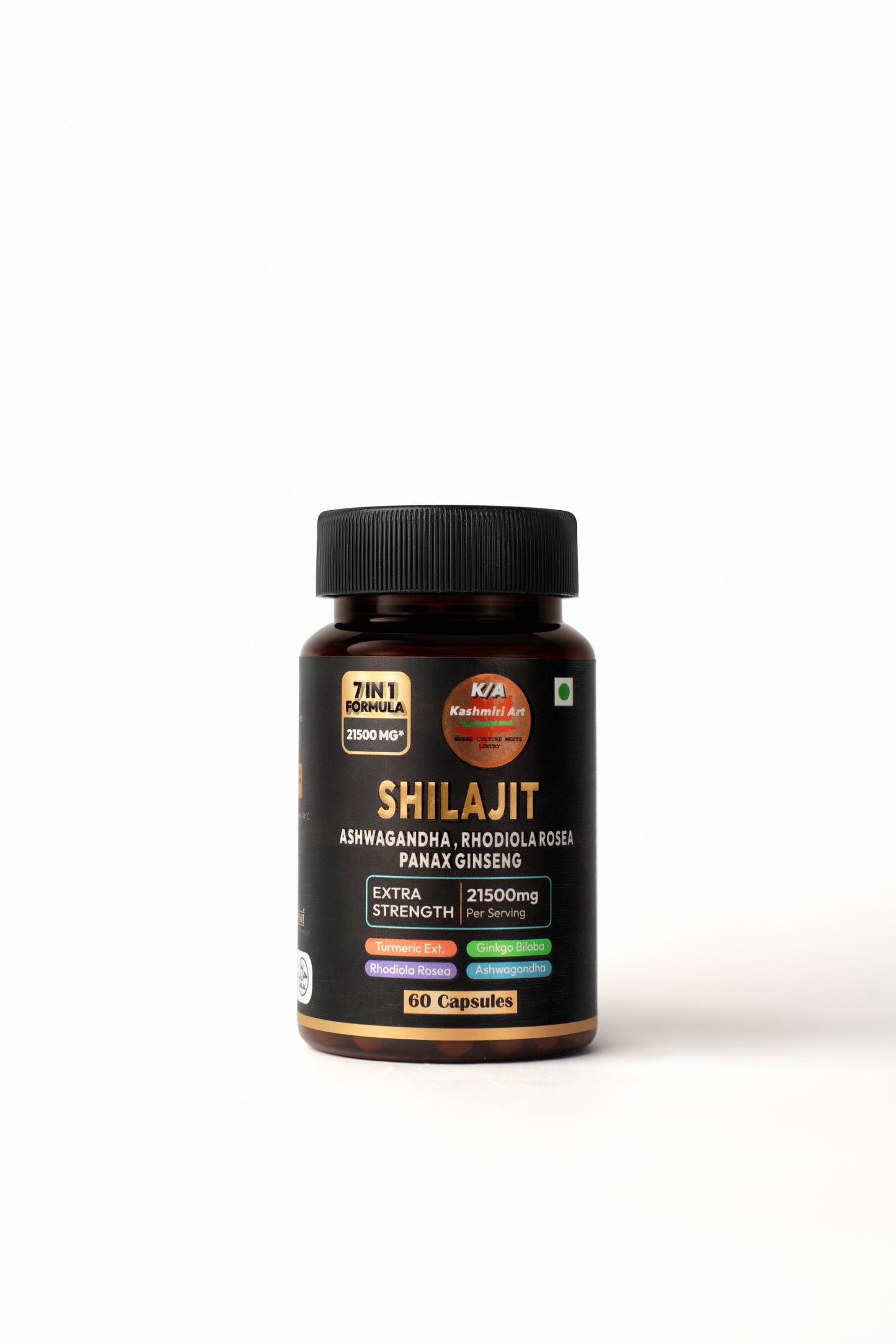 Shilajit 7/1 Formula (60 capsule) 21500MG Ashwagandha/ Rhodiola Roseaa/ Panax Ginseng