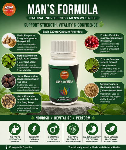 Man’s formula 7/1 ingredients Herbs capsules 520mg lulus KKM