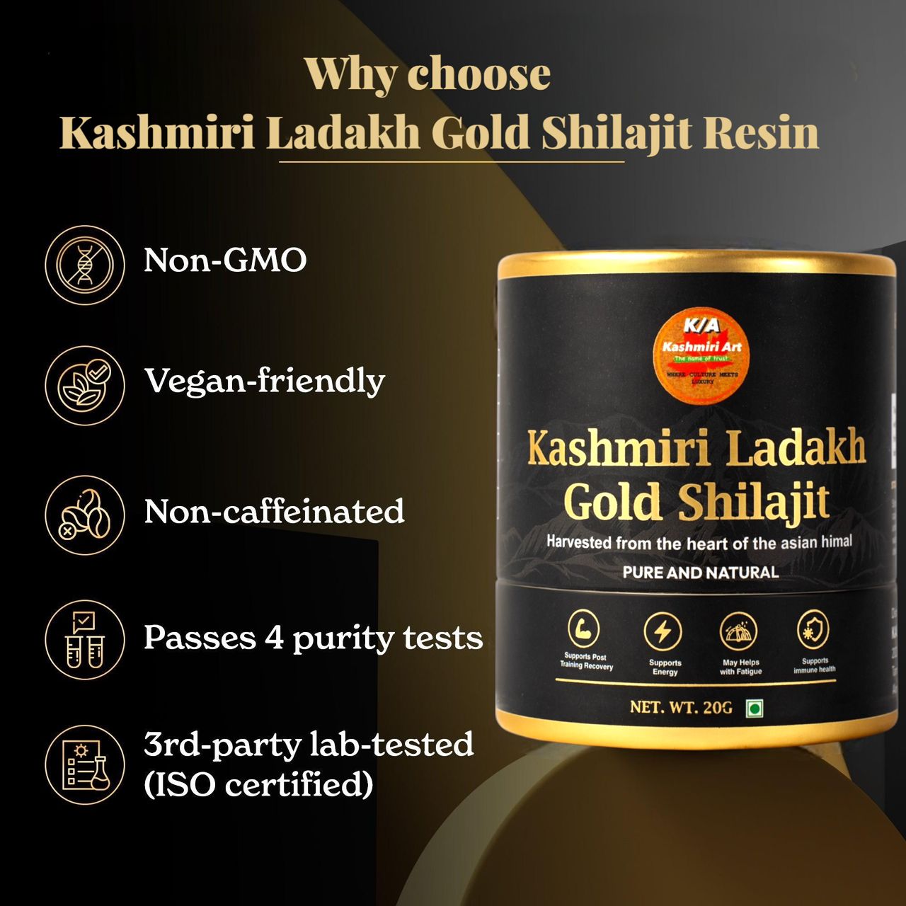 kashmiri Ladakh Gold Shilajit 6/1 (20G) with a free spoon / Energy /Stamina /Immunity