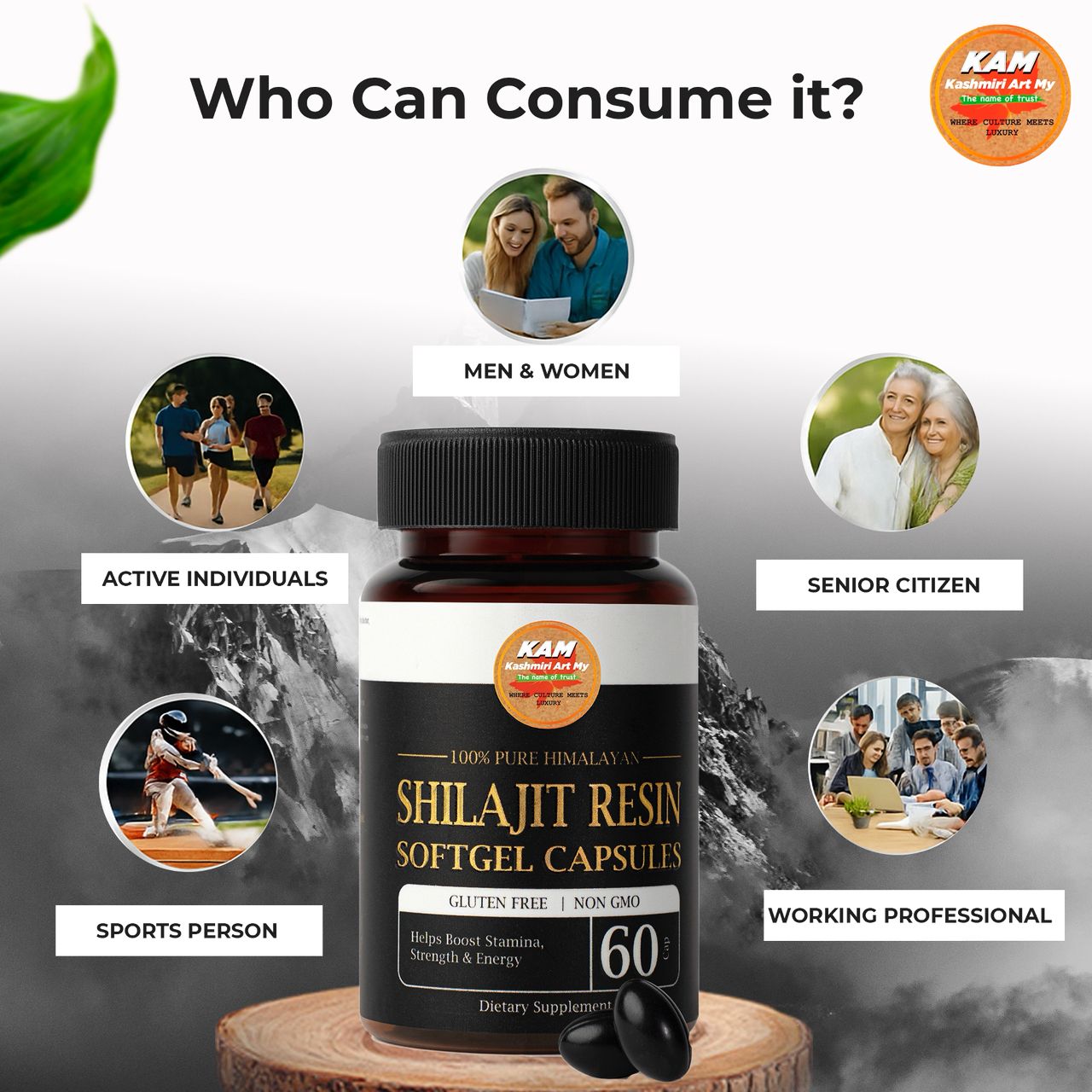 shilajit Resin SoftGel (60) Capsules 100% Pure Himalayan /Help Boost /stamina /Strength & Energy