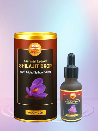 kashmiri Ladakh shilajit Drop with Added Saffron Extract 30ml /Boosts Energy & Stamina /Anti-Aging Effects /Detoxifies the body