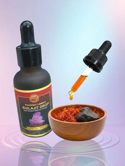 kashmiri Ladakh shilajit Drop with Added Saffron Extract 30ml /Boosts Energy & Stamina /Anti-Aging Effects /Detoxifies the body