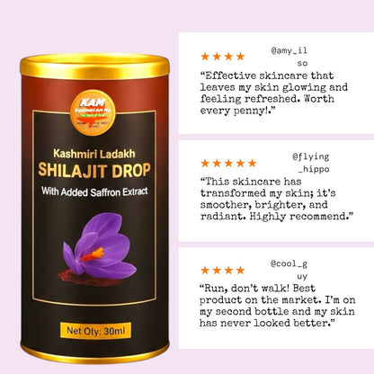 kashmiri Ladakh shilajit Drop with Added Saffron Extract 30ml /Boosts Energy & Stamina /Anti-Aging Effects /Detoxifies the body